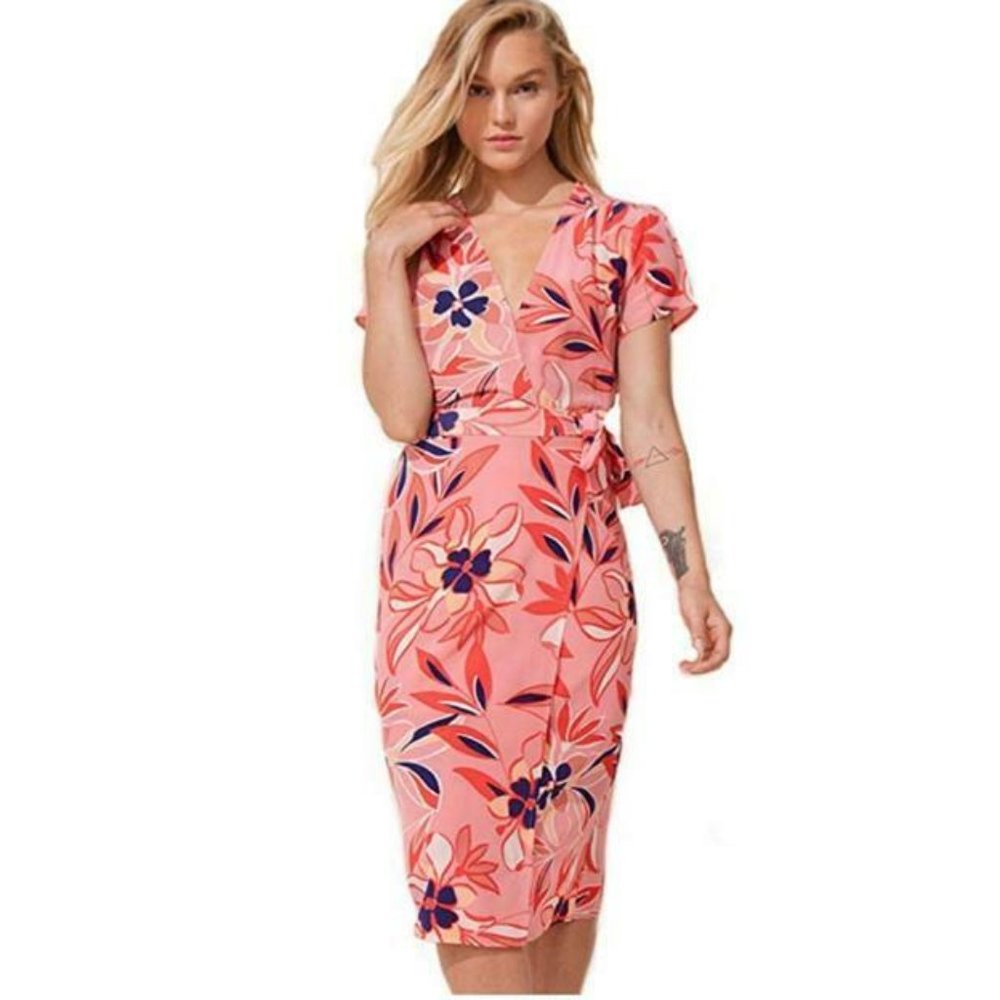 NEW Yumi Kim Coral Multi Caught In The Midi Wrap Dress S